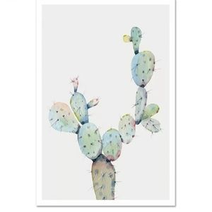 Watercolor cactus print on wood wall hanger